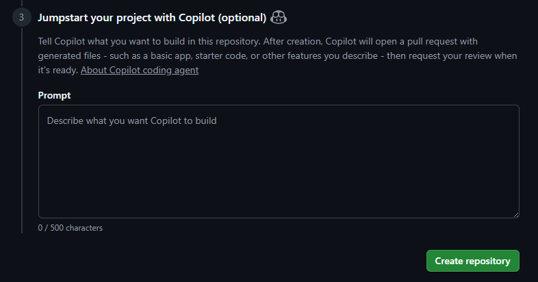 GitHub Create Repository Button